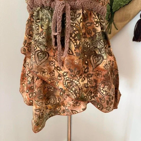 Beaded Brown Asymmetrical Tank Top - Picture 5 of 6